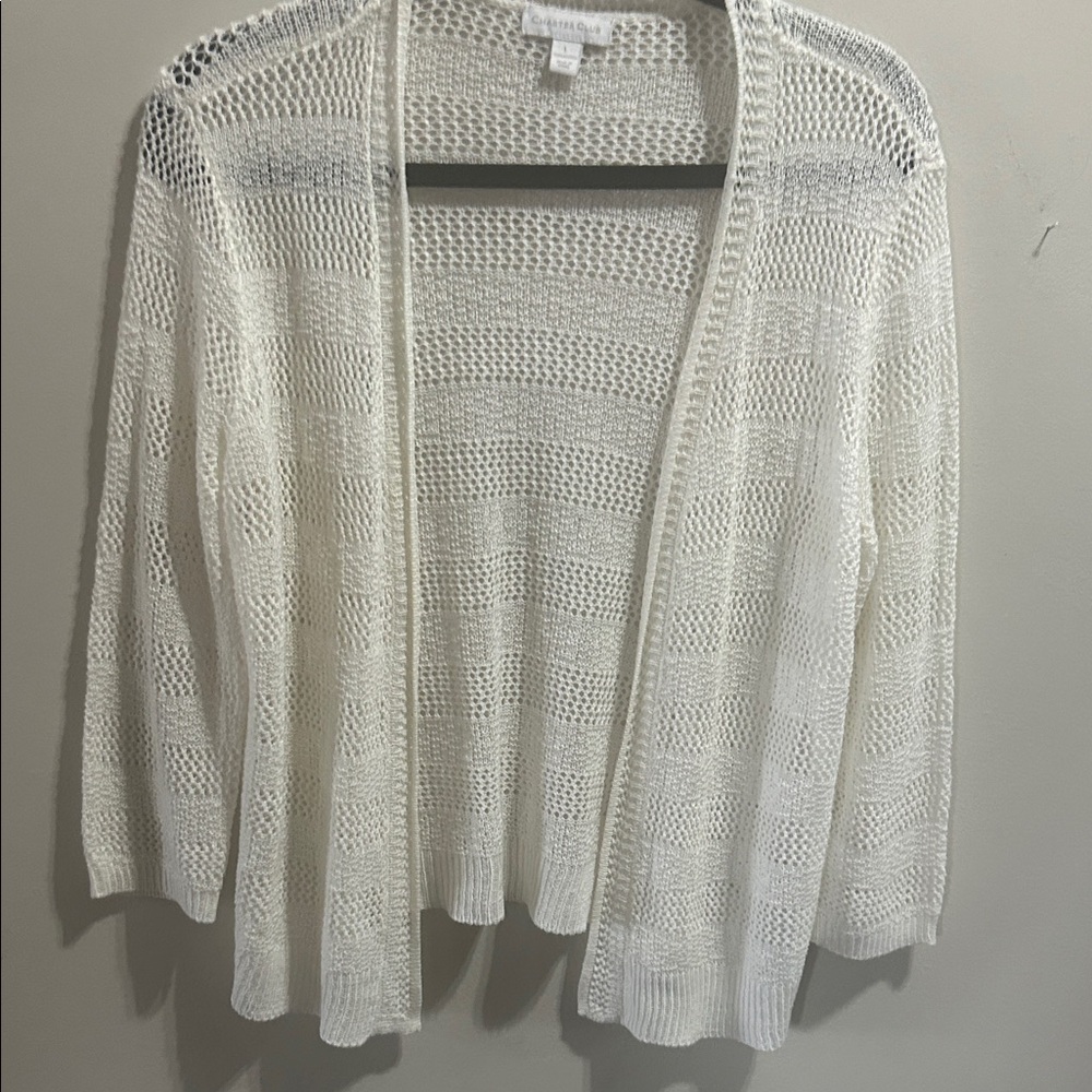Charter Club Cream Open-Knit Cardigan